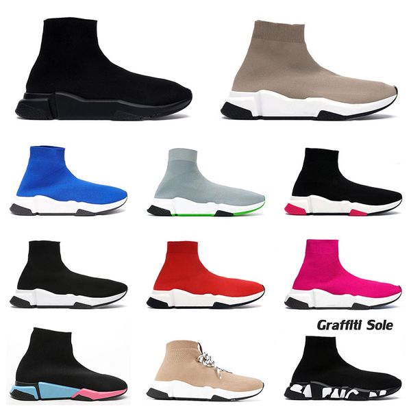 

2023 new arrival socks designer casual shoes speed trainer vintage 17fw paris platform sneakers triple black beige white low socks boots men