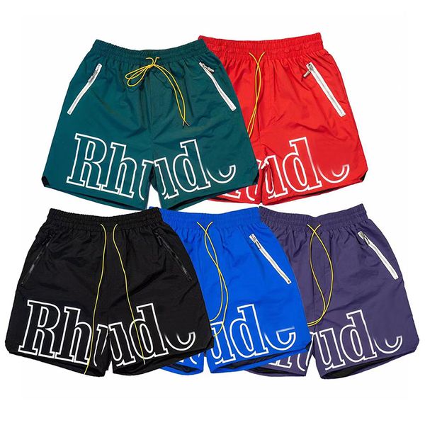

men rhude shorts mens designersummerhip hop casual pants beach five-pointblackshorts, White;black