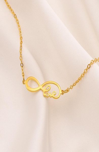 

infinity symbol love pendant necklace figure 14k fine gold antique yellow filled women ladies girls charms mom gift box8688735, Silver