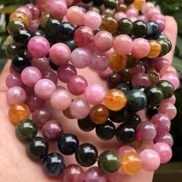 

acrylic plastic lucite meihan natural a colorful macaroon candy tourmaline smooth round loose beads bracelet stone for jewelry making design, Black