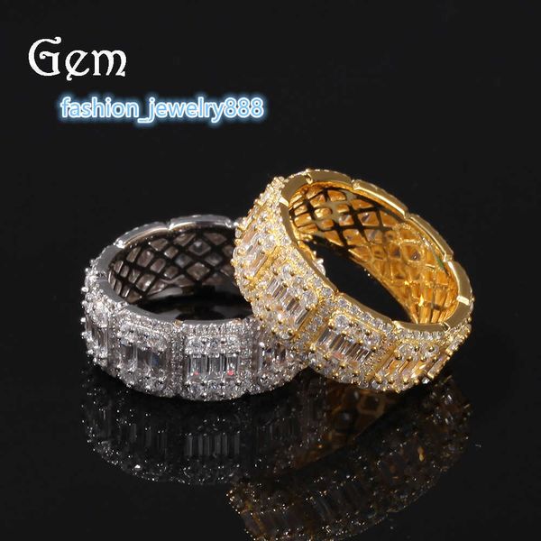 

new micro set zircon ring personalized trapezoidal zirconium couple hip hop ring, Silver