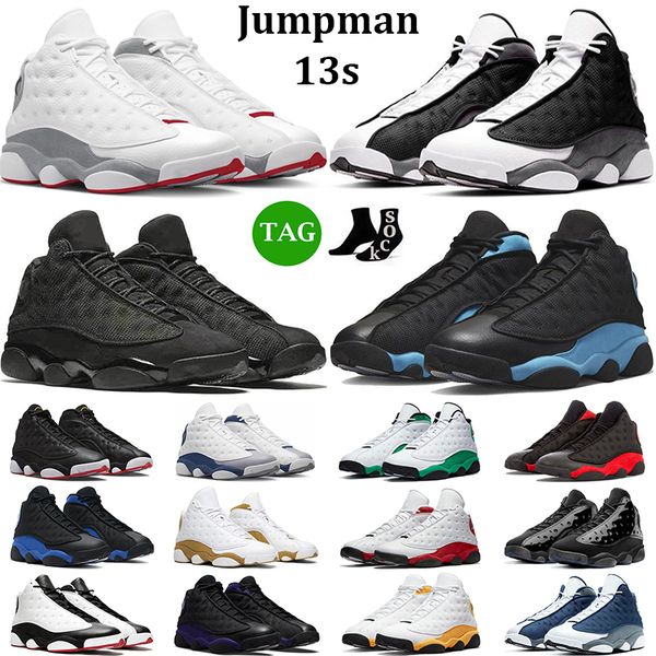 

jumpman 13 basketball shoes men women 13s black flint wolf grey university blue playoffs black cat hyper royal bred mens trainers outdoor sn, White;red