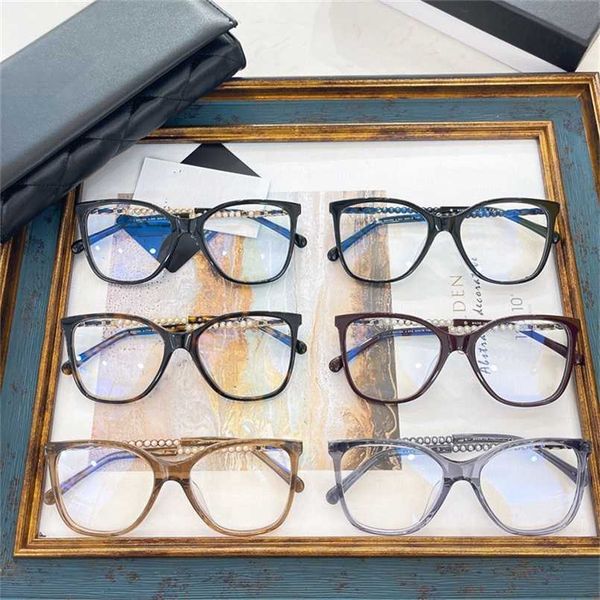 

sunglasses 2023 new xiaoxiangjia's internet celebrity same frame as the trendy pearl myopia eyeglass frame. female ch3441 has plain and, White;black