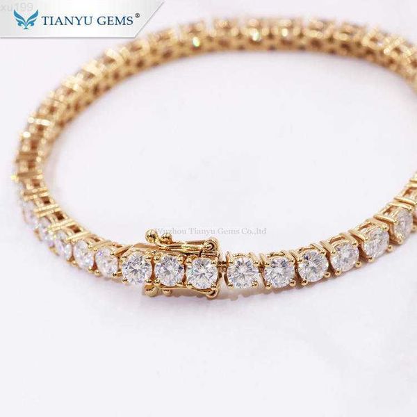 

tianyu customized 14k yellow gold 3.5mm 150mm moissanite bracelet, Silver