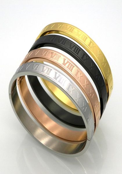 

stainless steel jewelry roman lovers bracelet creative roman numerals bangle men bracelet whole stainless steel bracelet valen2534784, Black