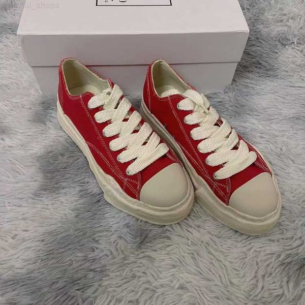 

maison mihara yasuhiro dissolved mmy shoes open smile old low canvas men's and women's thick sole elevated board shoes, Black