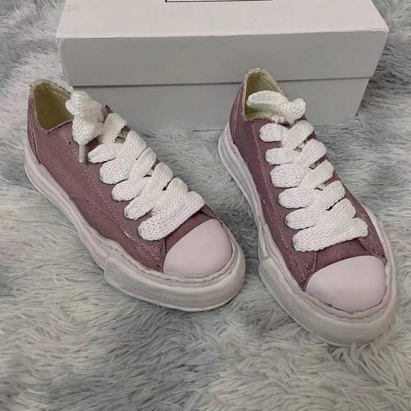 

maison mihara yasuhiro dissolved mmy shoes old low canvas men's and women's thick sole elevated board shoes, Black