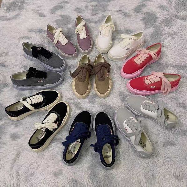 

maison mihara yasuhiro mmy dissolved water washed old canvas shoes for men and women thick sole elevated board shoes, Black