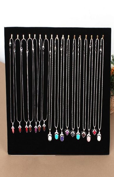 

17 hook black velvet jewelry display shelf jewelry organizer holder necklace display show case organizer tray stand8666903