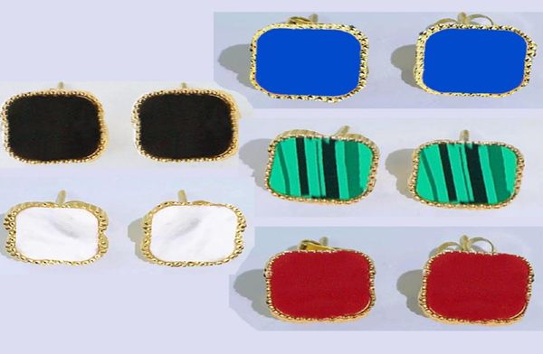 

designer stud earrings women love fourleaf clover earrings fashion wedding earring jewelry 18k gold plated titanium steel studs8859347, Golden;silver