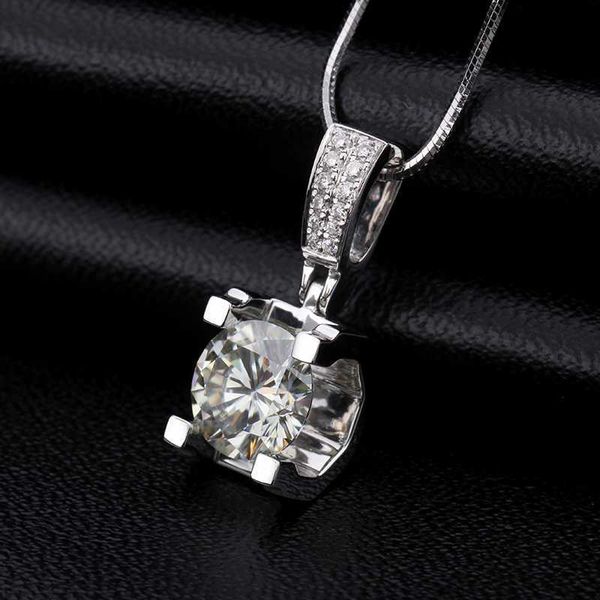 

starsgem 14k 18k gold synthetic diamond necklace 1ct round lab grown diamond necklace, Silver