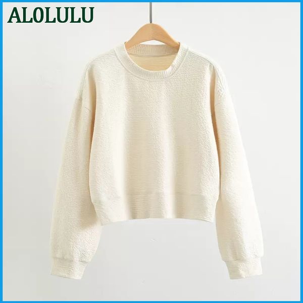 

al0lulu yoga clothing long-sleeved women's round neck pullover sweater loose running sports jacket autumn and winter fitness top