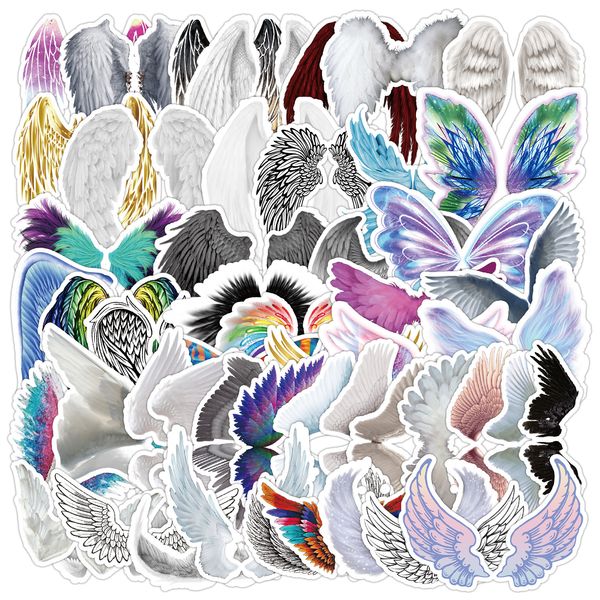 

50pcs angel wings stickers pack waterproof vinyl stickers non-random for car bike luggage lapskateboard scrapbook water bottle decal