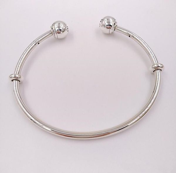 

authentic 925 sterling silver moments silver open bangle fits european style jewelry charms beads diy for women 5964774660842, Black