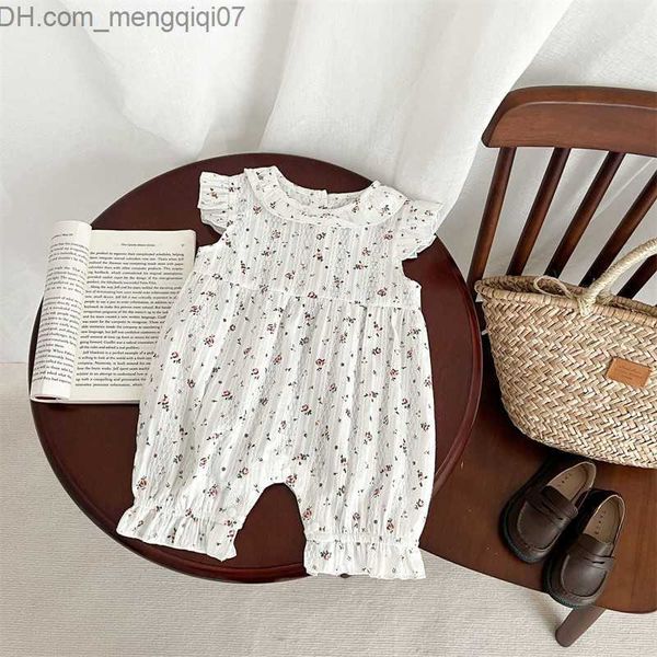 

rompers spring 2018 summer baby short sleeve bra bodysuit girls colorful floral skin-tight garment children's cotton bodysuit z230711, Blue