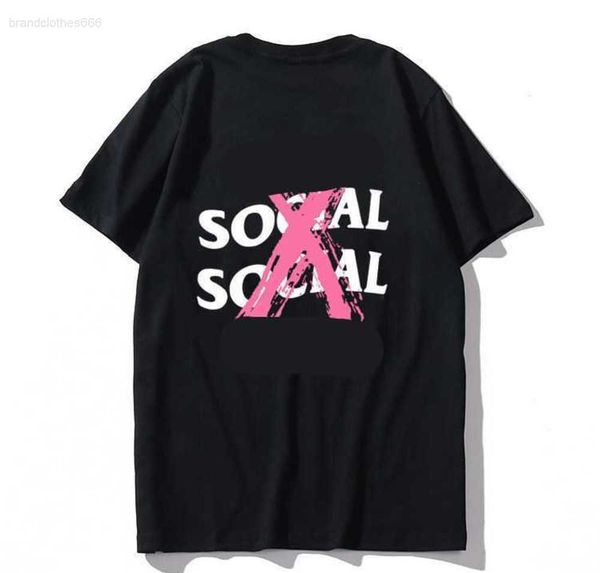 

tide brand assc men's t shirts anti social club 19fw forked letter print designer t-shirt casual couples short sleeve motion design 67e, White;black