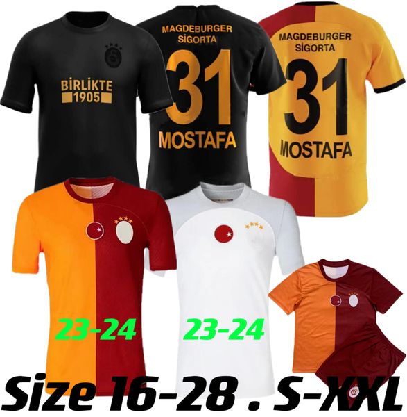 

23 galatasaray mens soccer jerseys michael seri falcao belhanda luyindama mostafa feghouli diagne lemina 2023 2024 home away football shirt, Black