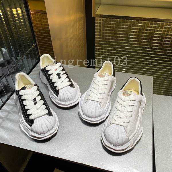 

mmy casual shoes men women platform wave sneakers rubber sole high street trainers maison mihara yasuhiro low cut canvas fashion shoes lace-, Black