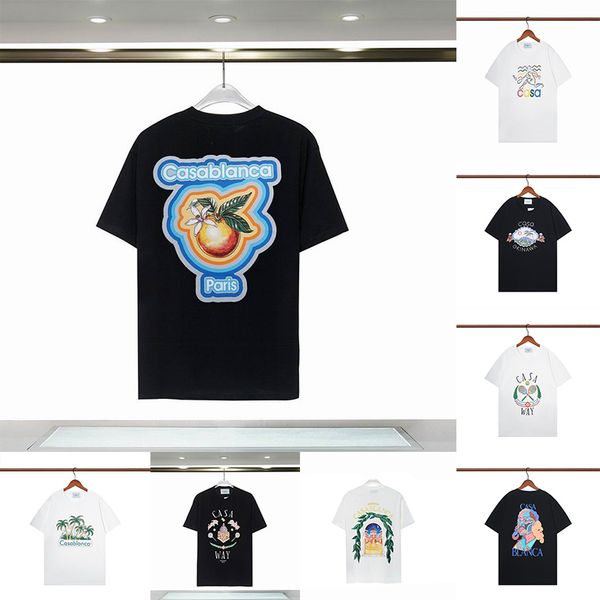 

casablanca mens t shirt luxury mens graphic tees summer designer cotton oversize tee soft causal short sleeve, White;black