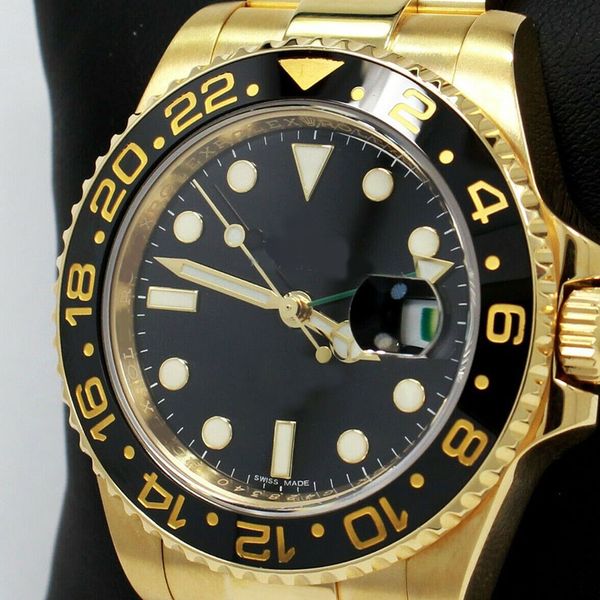 

116718 yellow 18k gold black dial ceramic bezel asia 2813 automatic mens sapphire mirror surface men's watch watches box, Slivery;brown