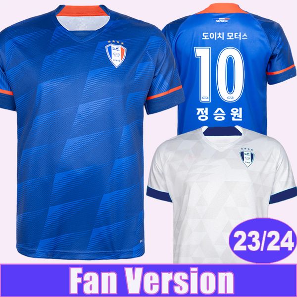 

23 24 korea league suwon mens soccer jerseys home bule away white football shirt short sleeve uniforms, Black;yellow