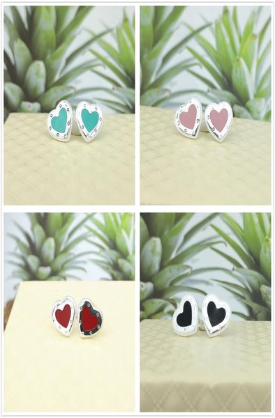

sterling silver 925 classic fashion exclusive blue enamel heart shaped lady earring jewelry holiday gift cx2007062316972, Golden;silver