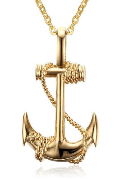 

25x37mm men nautical anchor necklace rainbowgoldblack stainless steel pirate pendant with chain for man and woman 4781429, Silver