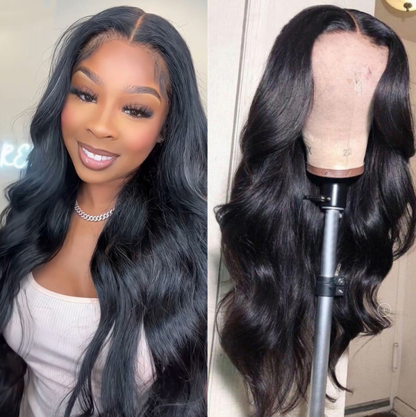 

transparent lace frontal wig body wave lace front human hair wigs preplucked for black women, Black;brown
