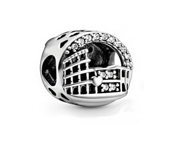 

new real 925 sterling silver color rome colosseum openwork charms beads fit women gift european original bracelet diy fashion jewe9960214, Black