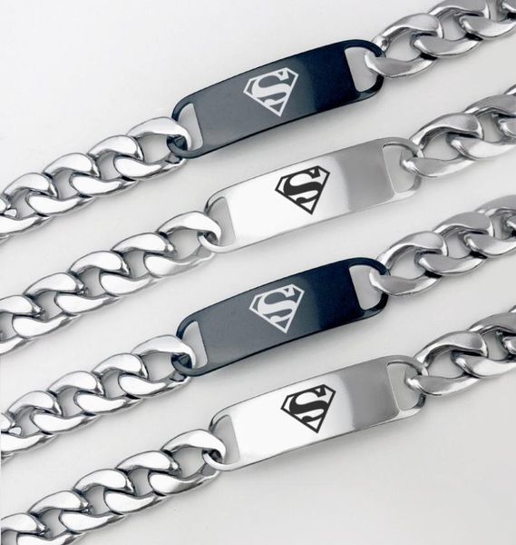 

2019 fashion superman championship chain bracelet stainless steel fan men women party bar gift whole drop 2430857, Black