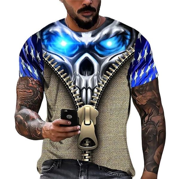 

men's t-shirts men's skull tshirt 3d printed skull graphic t-shirts for men oversized short sleeve punk tee shirt men death cloth, White;black