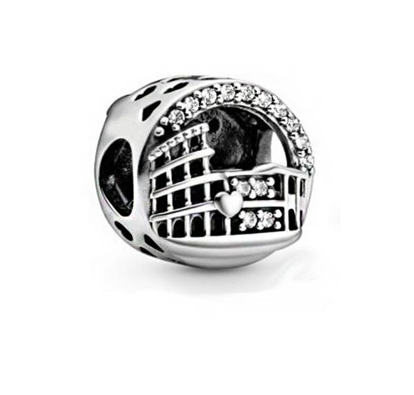 

new real 925 sterling silver color rome colosseum openwork charms beads fit women gift european original bracelet diy fashion jewe9043292, Black