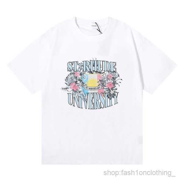 

rhude shirt 23ss mens t tess designer casual fashion short sleeve europe america men round neck tshirts us size s-xl 55, White;black