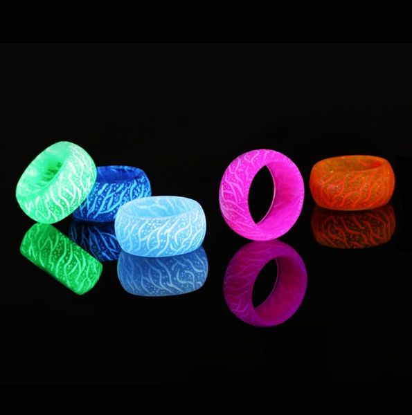 

fashion luminous resin ring blue pink glow inlay green background men women fluorescent glowing rings jewelry gifts7093097, Silver