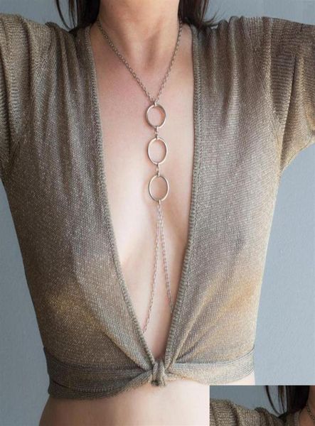 

chains chains oring necklace to nipple circle dist day collar with chain body jewelry submissive jewellery drop deliver dhgar1707252, Silver