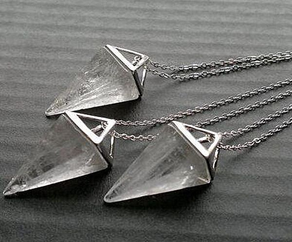 

clear quartz necklace triangle geometric silver pendulum pendant clear stone necklace clear quartz jewelry2902834