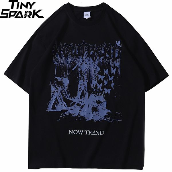 

mens tshirts hip hop streetwear t shirt tshirt men harajuku cotton loose tshirt autumn short sleeve tees black 230707, White;black