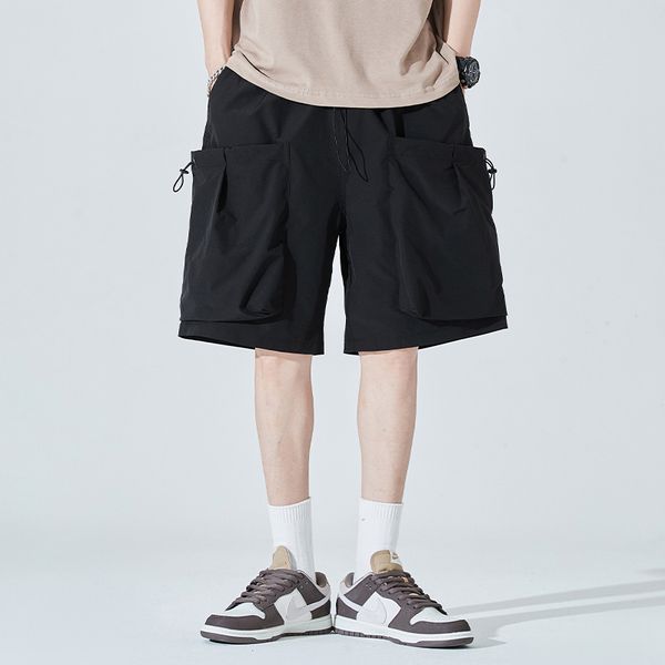 

men's cotton flex stretch cargo shorts with belt lounge summer colors m-4xl, Black