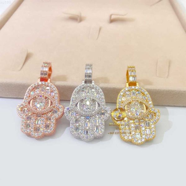 

wholesale factory price eye hand pendant moissanite necklace vvs customised pendant for women, Silver