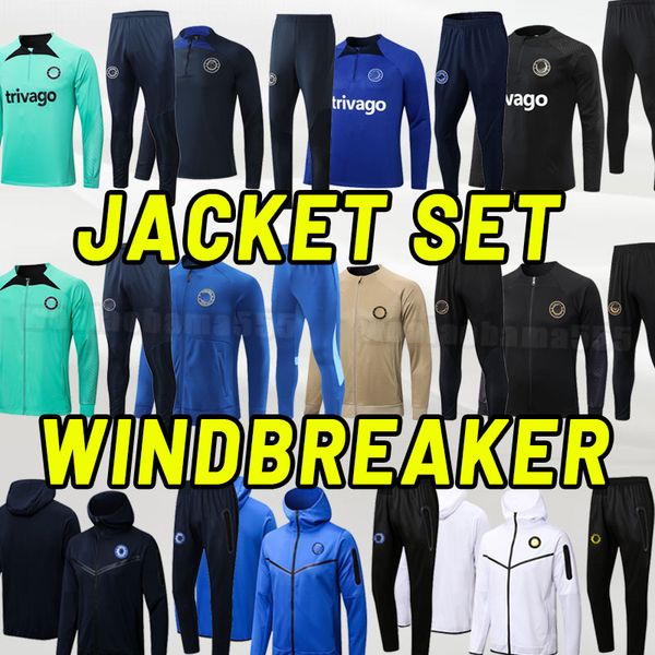 

long sleeve 23 24 enzo cfc soccer tracksuits joao felix pulisic mount havertz sterling fofana football shirt cucurella training pant tracksu, Black