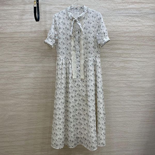 

designer dress french women designer clothing printed lapel short sleeved long skirt shirt skirt, Black;gray