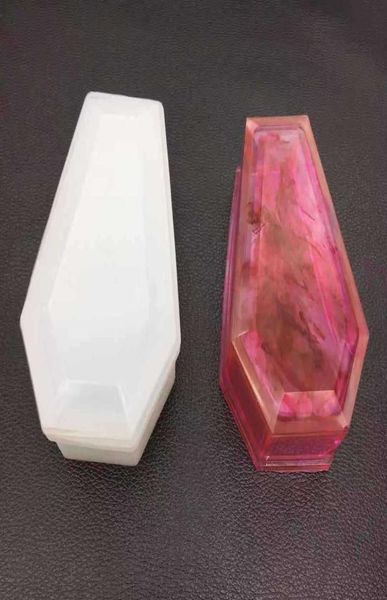 

coffin storage box mold crystal epoxy resin mold diy zombie dark mirror vampire coffin silicone mold9722092, Black;white