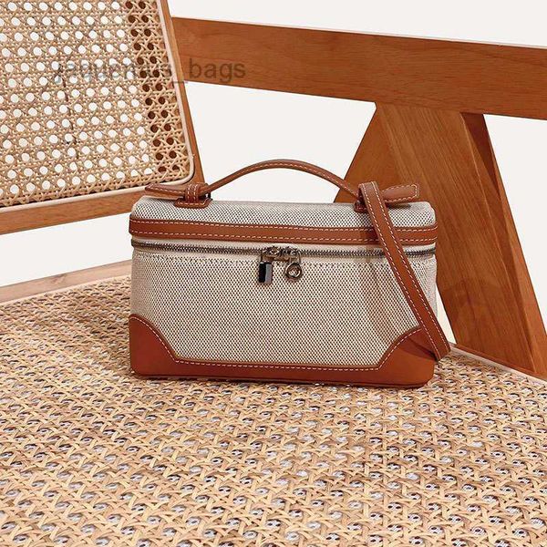 

loro * piana bag canvas bag lp bag l19 lunch box bag piana genuine leather women's bag single shoulder crossbody handbag makeup bag sma