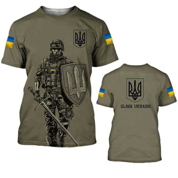 

designerukrainian men's t-shirt ukrainian t-shirt 3d printed round neck short sleeved jersey fashion men's clothing, White;black