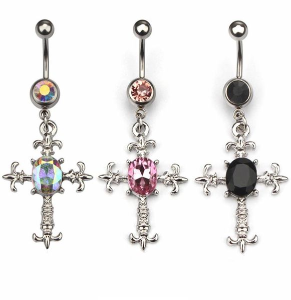 

d0522 cross style belly navel button ring01234567896380704, Silver