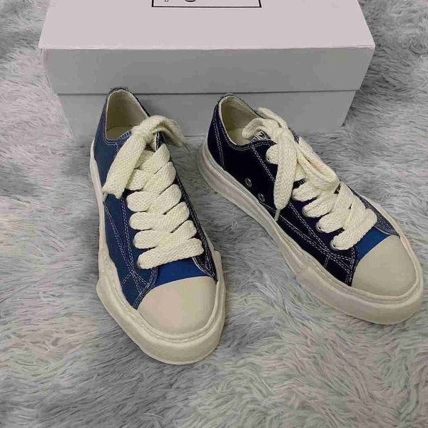 

maison mihara yasuhiro dissolved mmy shoes smile old low canvas men's and women's thick sole elevated board shoes, Black