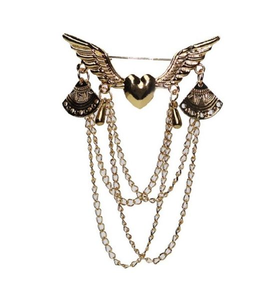 

2020 designer brooch love wings brooch with tassel jewelry retro multilayer chain collar pin button set clothing accessories jewe1529873, Gray