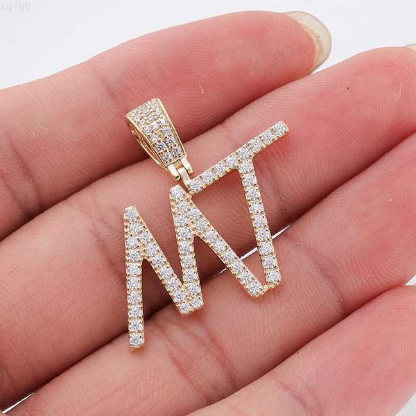 

us hip hop jewelry customized letter pendant for hip hop musician gift with d color moissanite in 10k yellow real gold silver