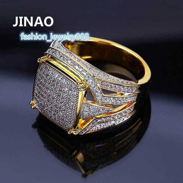 

full zircon micro set personalized square ring hiphop jewelry, Silver
