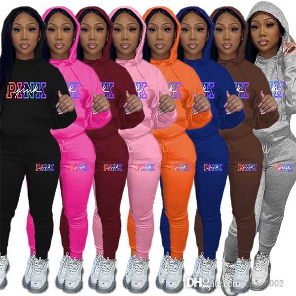 

plus size clothing women designer tracksuits hooded letter printed hoodies drawstring trousers sweatsuits two piece pants set, White